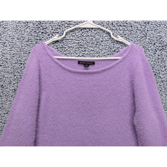 Boston Proper Plush Slouchy Sweater Size M Eyelash Pullover Boho Lilac Purple - Picture 4 of 12